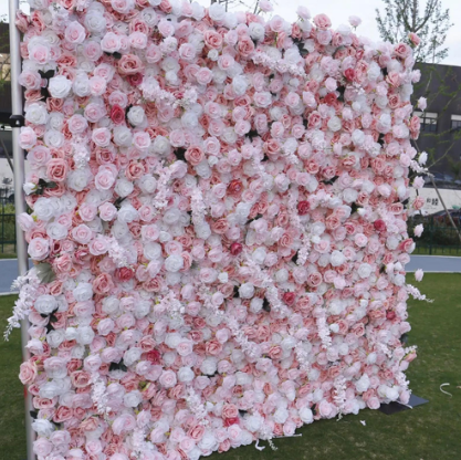 Light Pink with a Hint of Black Wild Rose Premium Flower Wall