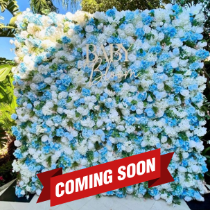 White & Blue Wild Rose Premium Flower Wall